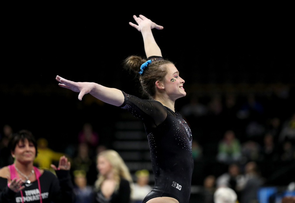 Iowa’s Mackenzie Vance competes on the beam against Michigan Friday, February 14, 2020 at Carver-Hawkeye Arena. (Brian Ray/hawkeyesports.com)