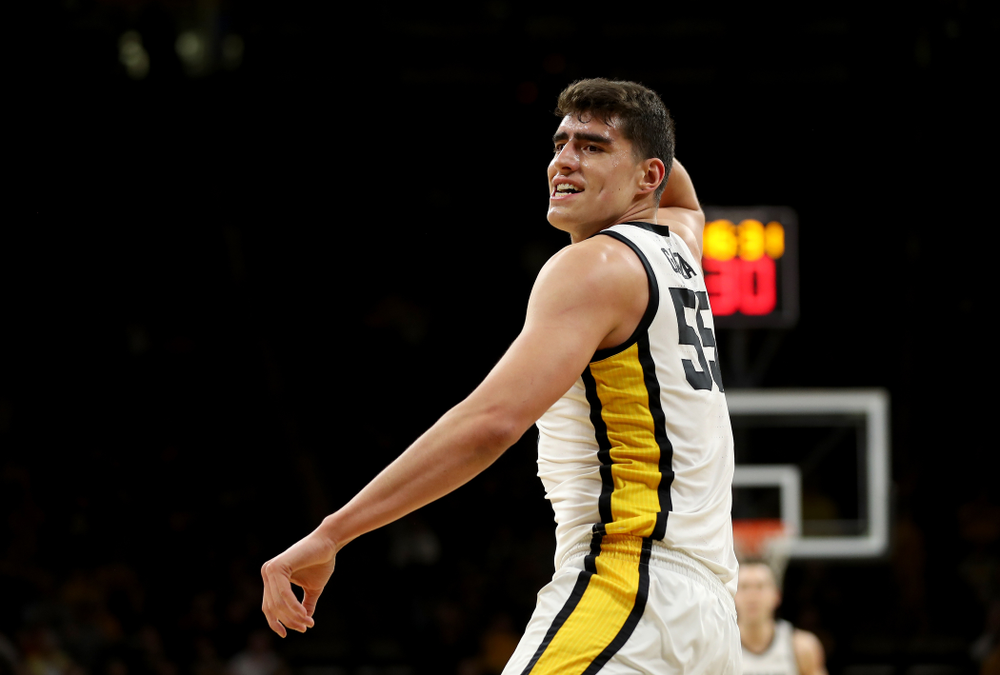 Iowa Hawkeyes forward Luka Garza (55) against the Ohio State Buckeyes Thursday, February 20, 2020 at Carver-Hawkeye Arena. (Brian Ray/hawkeyesports.com)