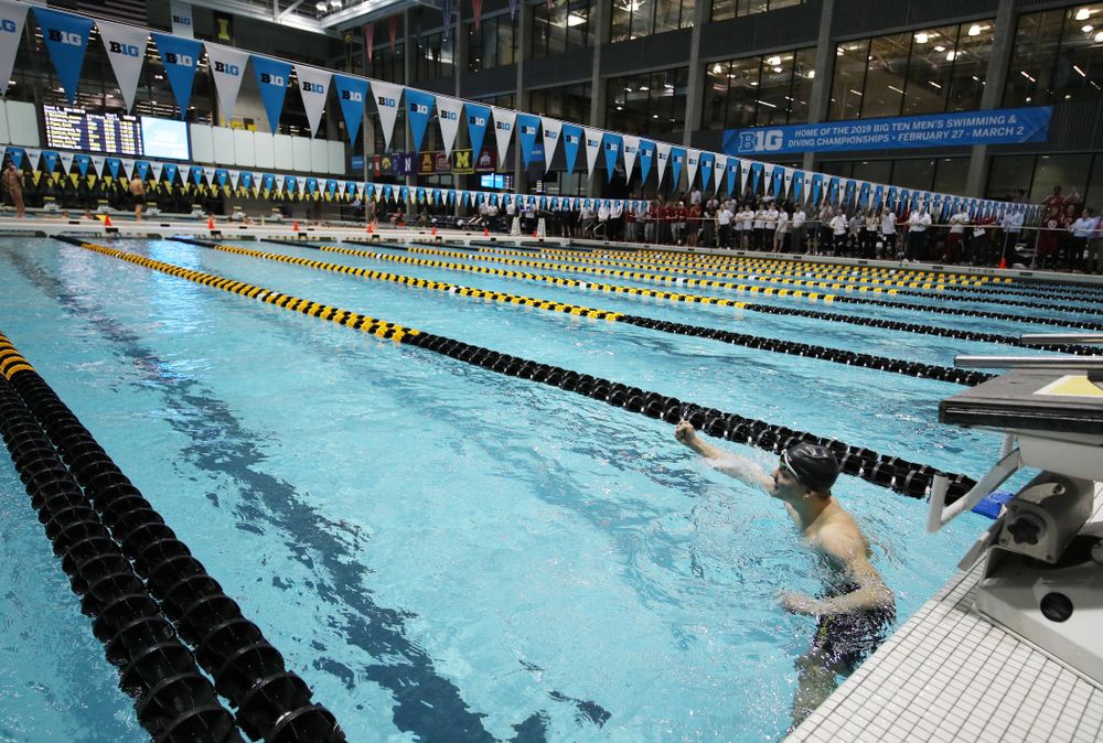 Iowa's Anze Fers Erzen swims the 200-yard IM during the bonus final of the second day at the 2019 Big Ten Swimming and Diving Championships Thursday, February 28, 2019 at the Campus Wellness and Recreation Center. (Brian Ray/hawkeyesports.com)