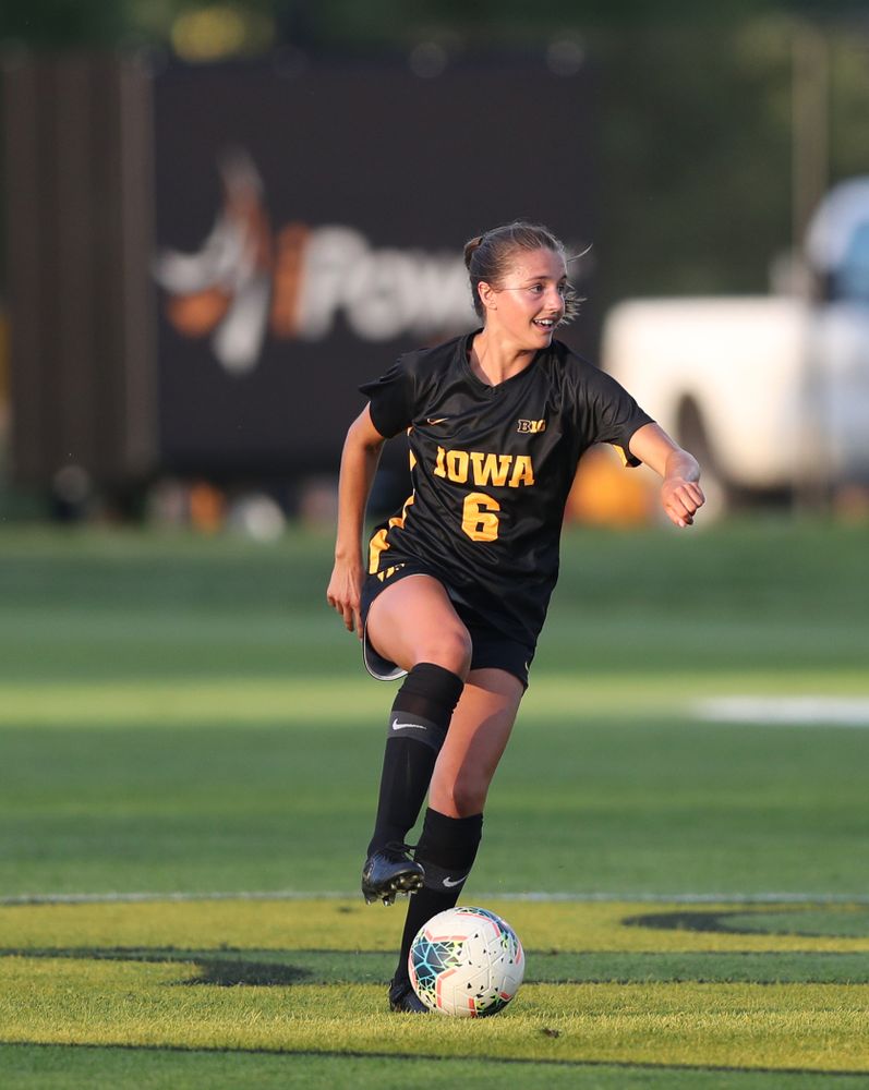 Iowa Hawkeyes midfielder Isabella Blackman (6) during a 2-1 victory over the Iowa State Cyclones Thursday, August 29, 2019 in the Iowa Corn Cy-Hawk series at the Iowa Soccer Complex. (Brian Ray/hawkeyesports.com)