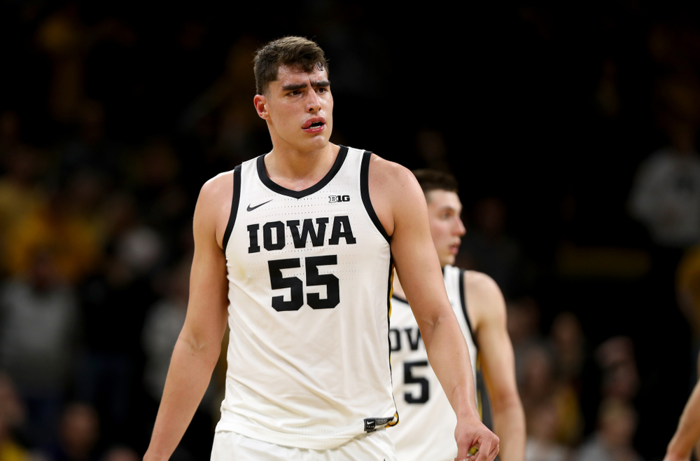 Iowa Hawkeyes forward Luka Garza (55) against the Purdue Boilermakers Tuesday, March 3, 2020 at Carver-Hawkeye Arena. (Brian Ray/hawkeyesports.com)