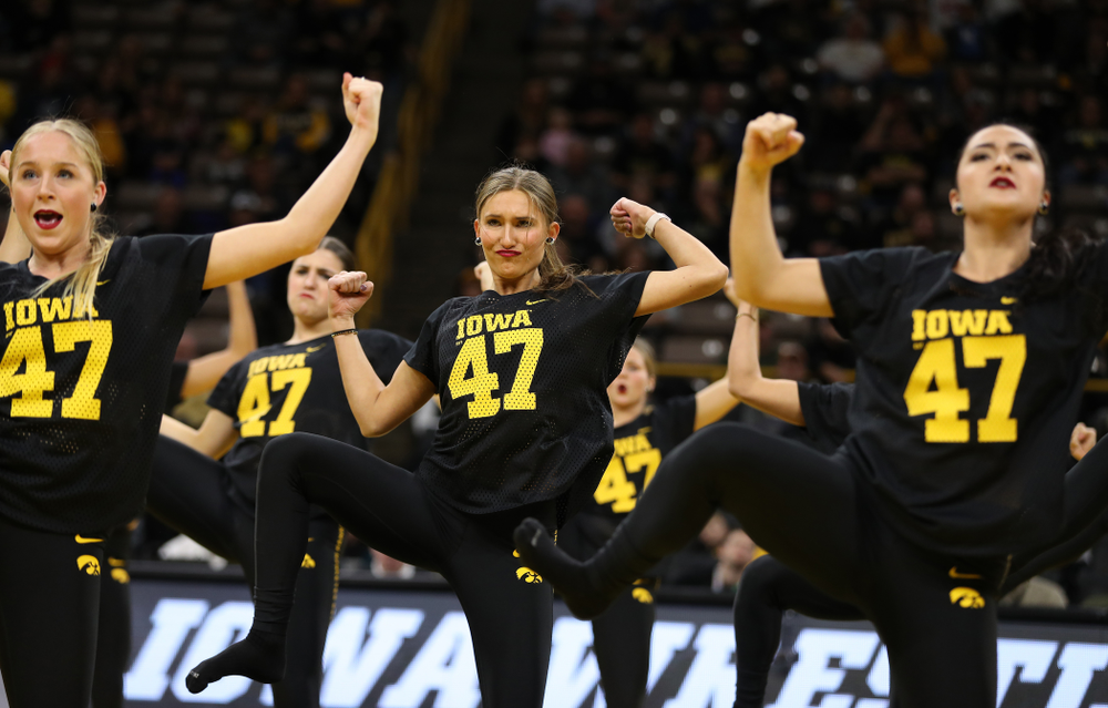 The Iowa Dance Team performs at the intermission of the Iowa Hawkeyes match against Purdue Saturday, November 24, 2018 at Carver-Hawkeye Arena. (Brian Ray/hawkeyesports.com)