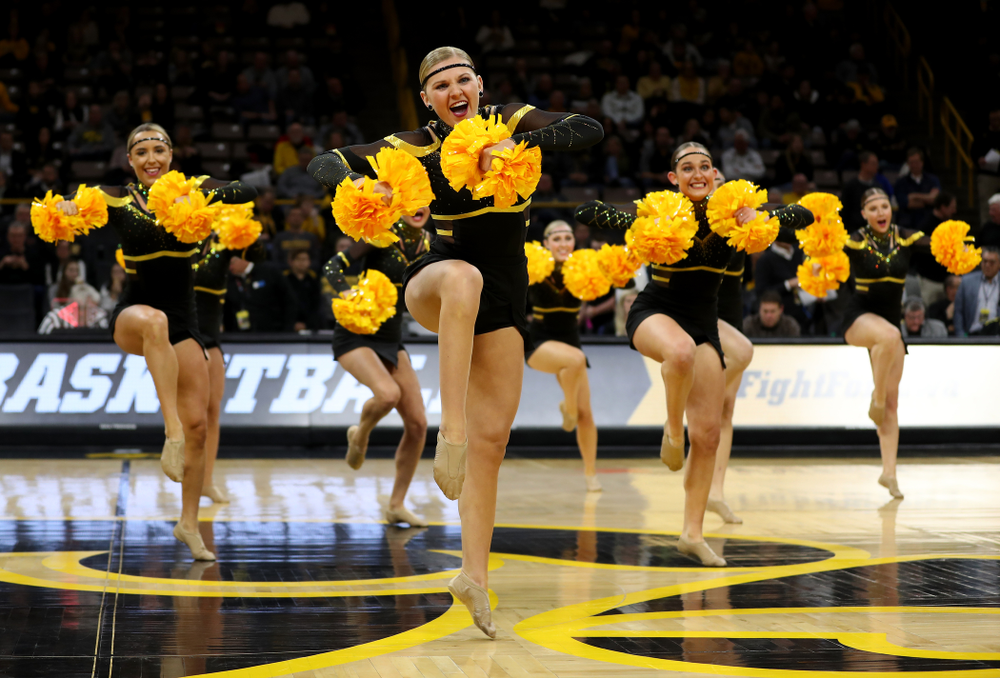 The Iowa Dance Team performs at halftime of the Iowa Hawkeyes game against the Maryland Terrapins Friday, January 10, 2020 at Carver-Hawkeye Arena. (Brian Ray/hawkeyesports.com)