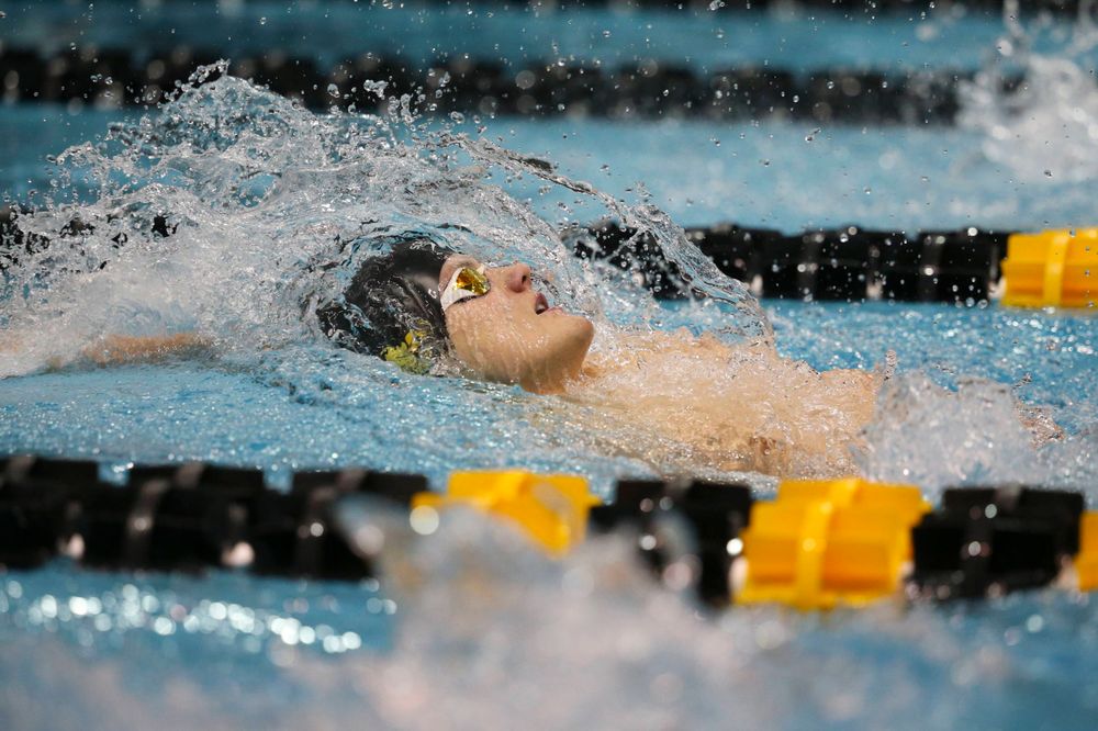Iowa's Kenneth Meade at the 200-yard backstroke race Saturday, March 2, 2019 at the Campus Recreation and Wellness Center. (Lily Smith/hawkeyesports.com)