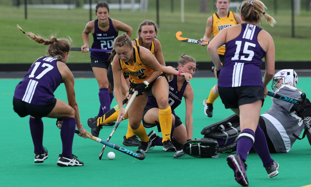Iowa Hawkeyes defenseman Emily Deuell (2) during an exhibition game against Northwestern Saturday, August 24, 2019 at Grant Field. (Brian Ray/hawkeyesports.com)