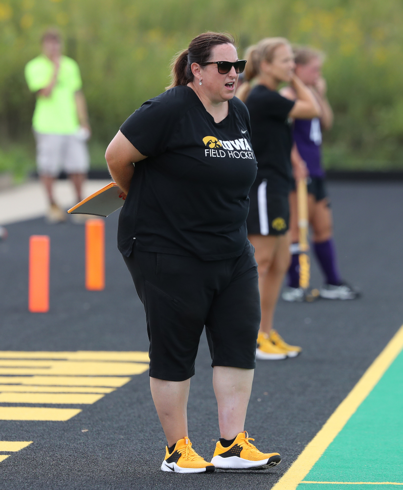 Iowa Hawkeyes head coach Lisa Cellucci during an exhibition game against Northwestern Saturday, August 24, 2019 at Grant Field. (Brian Ray/hawkeyesports.com)