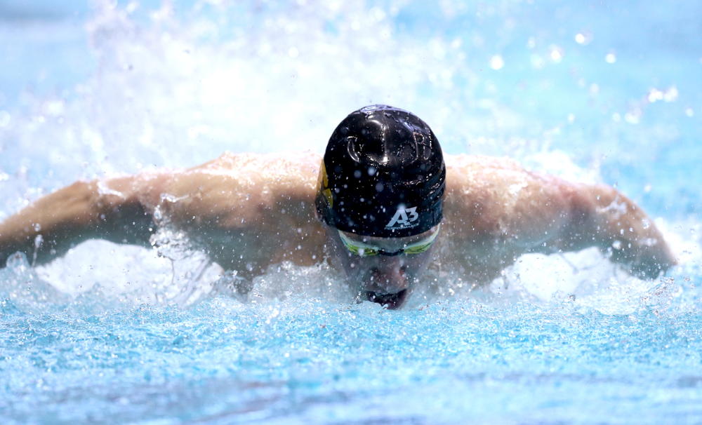 Iowa's John Colin competes in the 100-yard butterfly on the third day at the 2019 Big Ten Swimming and Diving Championships Thursday, February 28, 2019 at the Campus Wellness and Recreation Center. (Brian Ray/hawkeyesports.com)