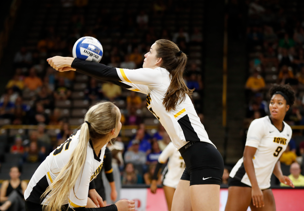 Iowa Hawkeyes setter Courtney Buzzerio (2) against Eastern Illinois Sunday, September 9, 2018 at Carver-Hawkeye Arena. (Brian Ray/hawkeyesports.com)