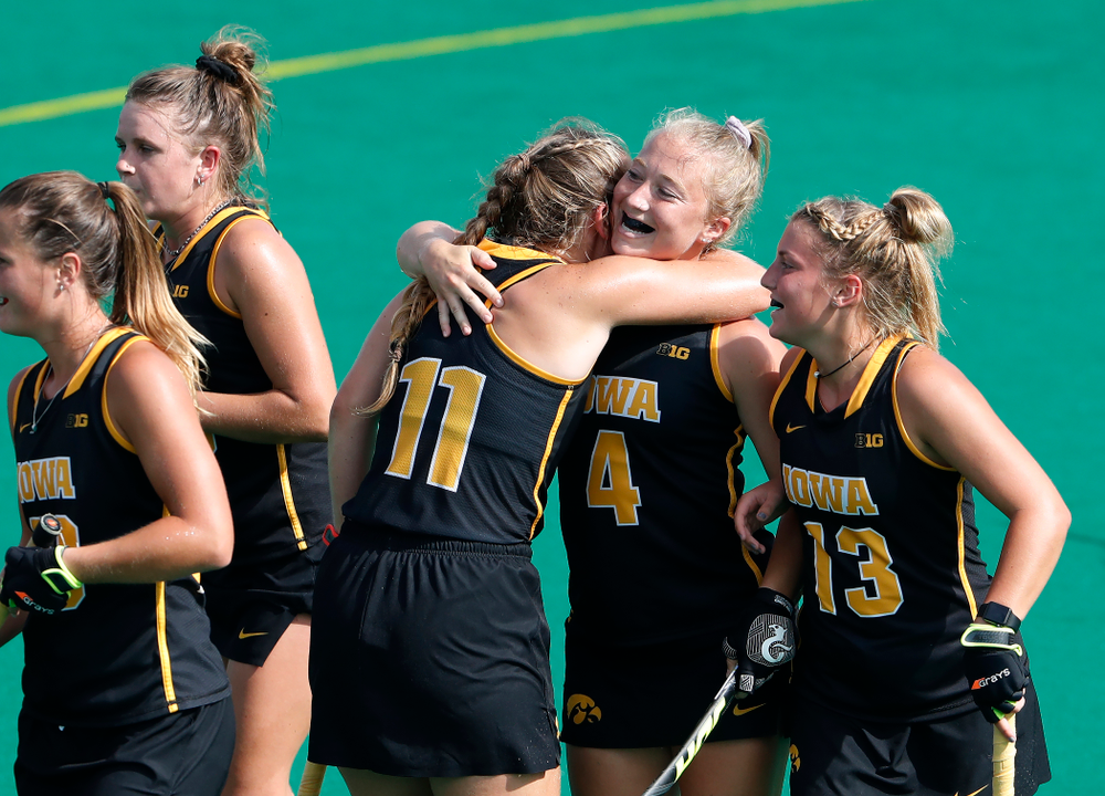 Iowa Hawkeyes Makenna Grewe (4) and Katie Birch (11) against Dartmouth Friday, August 31, 2018 at Grant Field. (Brian Ray/hawkeyesports.com)