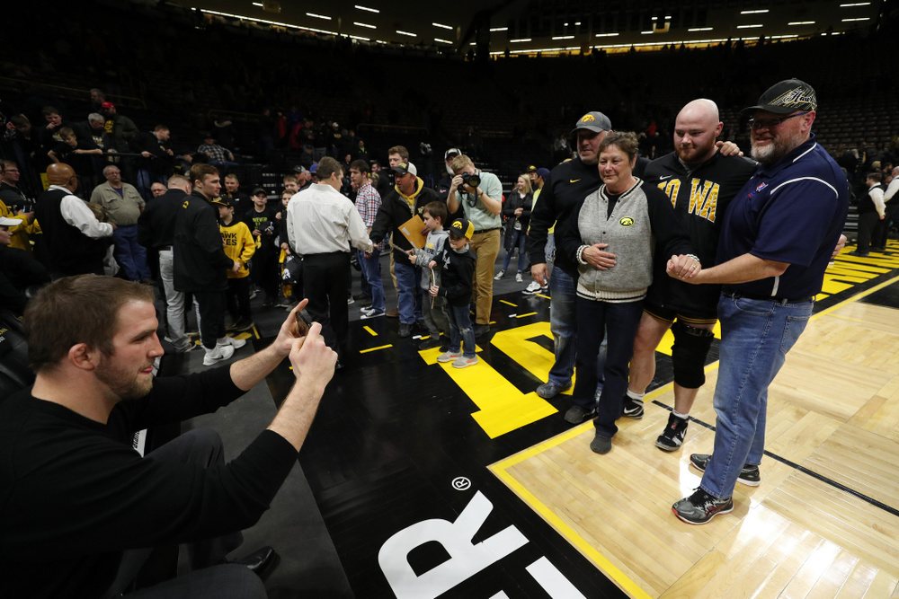 Iowa senior Sam Stoll during senior night following their meet against the Indiana Hoosiers Friday, February 15, 2019 at Carver-Hawkeye Arena. (Brian Ray/hawkeyesports.com)