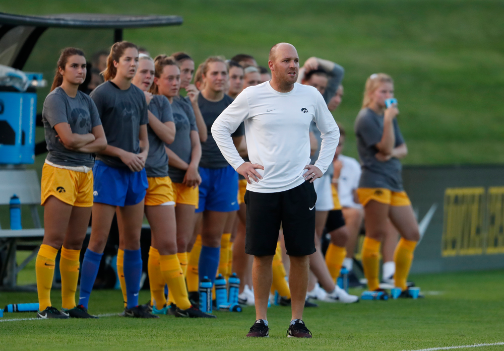Iowa Hawkeyes assistant coach Rade Tanaskovic against the Missouri Tigers Friday, August 17, 2018 at the Iowa Soccer Complex. (Brian Ray/hawkeyesports.com)