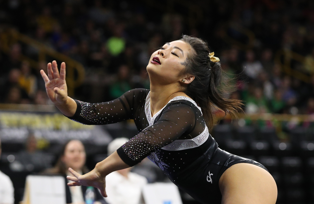 Iowa's Clair Kaji competes on the floor against the Rutgers Scarlet Knights Saturday, January 26, 2019 at Carver-Hawkeye Arena. (Brian Ray/hawkeyesports.com)