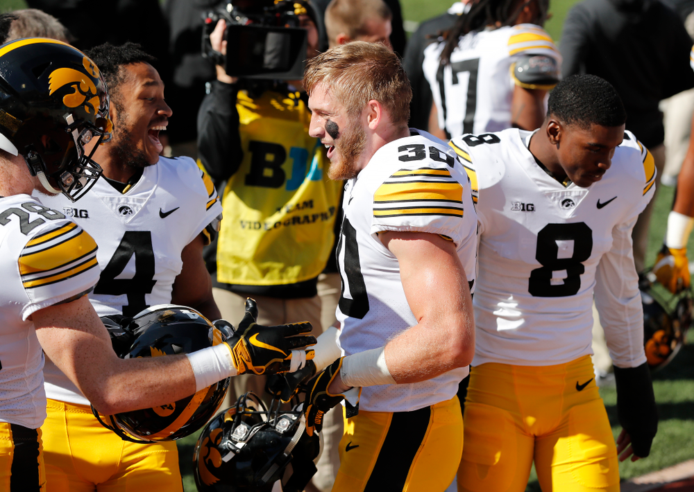Iowa Hawkeyes defensive back Jake Gervase (30) against the Indiana Hoosiers Saturday, October 13, 2018 at Memorial Stadium, in Bloomington, Ind. (Brian Ray/hawkeyesports.com)