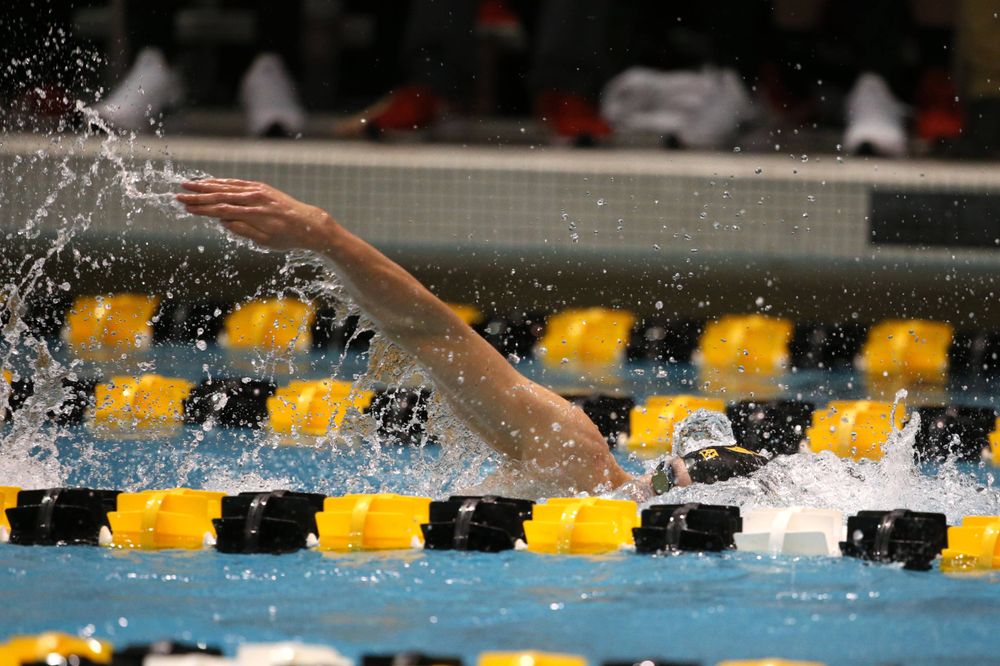 The Iowa A team competes in the 800-yard freestyle relay at the 2019 Big Ten Swimming and Diving meet Wednesday, February 27, 2019 at the Campus Wellness and Recreation Center. (Lily Smith/hawkeyesports.com)