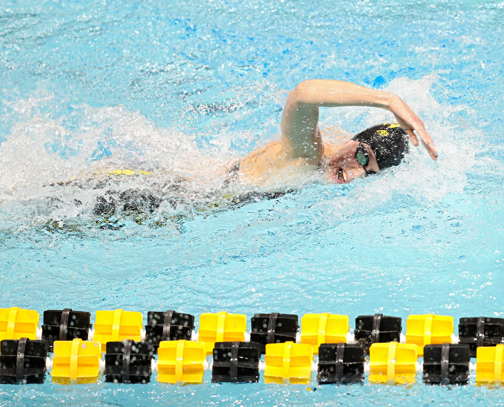 Iowa’s Allyssa Fluit swims the 800 yard freestyle relay event during the 2020 Big Ten Women’s Swimming and Diving Championships at the Campus Recreation and Wellness Center in Iowa City on Wednesday, February 19, 2020. (Stephen Mally/hawkeyesports.com)
