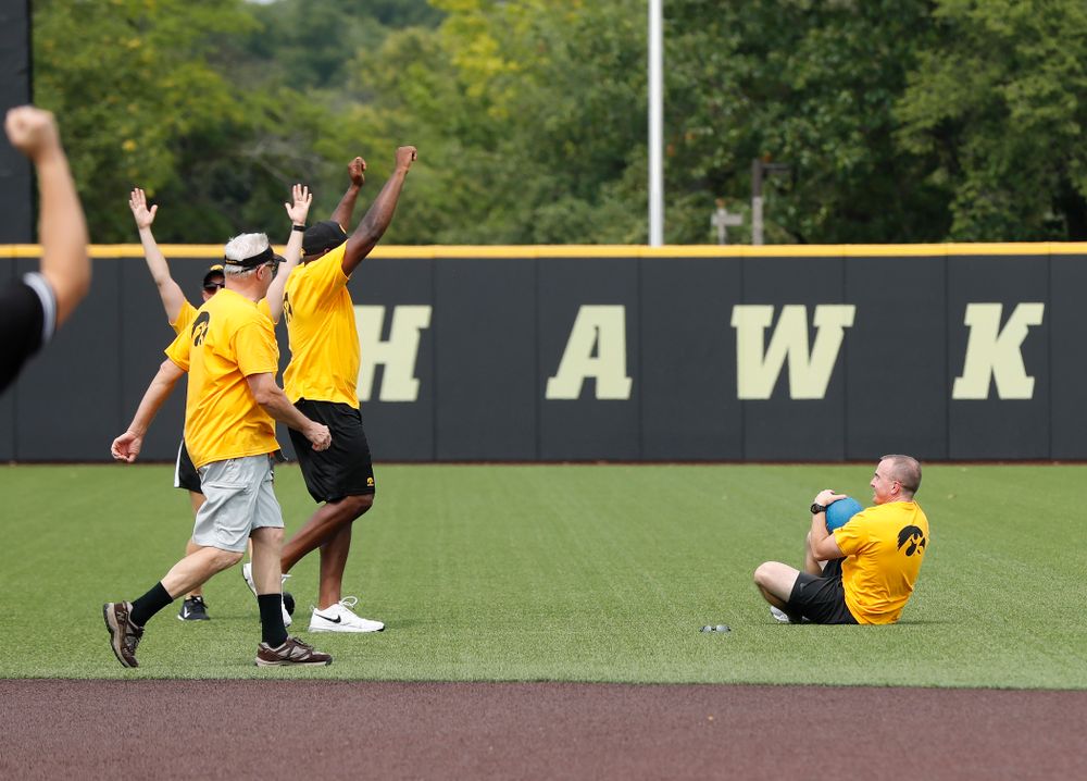 Strength and Conditioning coach Landon Evans during the Iowa Student Athlete Kickoff Kickball game Sunday, August 19, 2018 at Duane Banks Field. (Brian Ray/hawkeyesports.com)