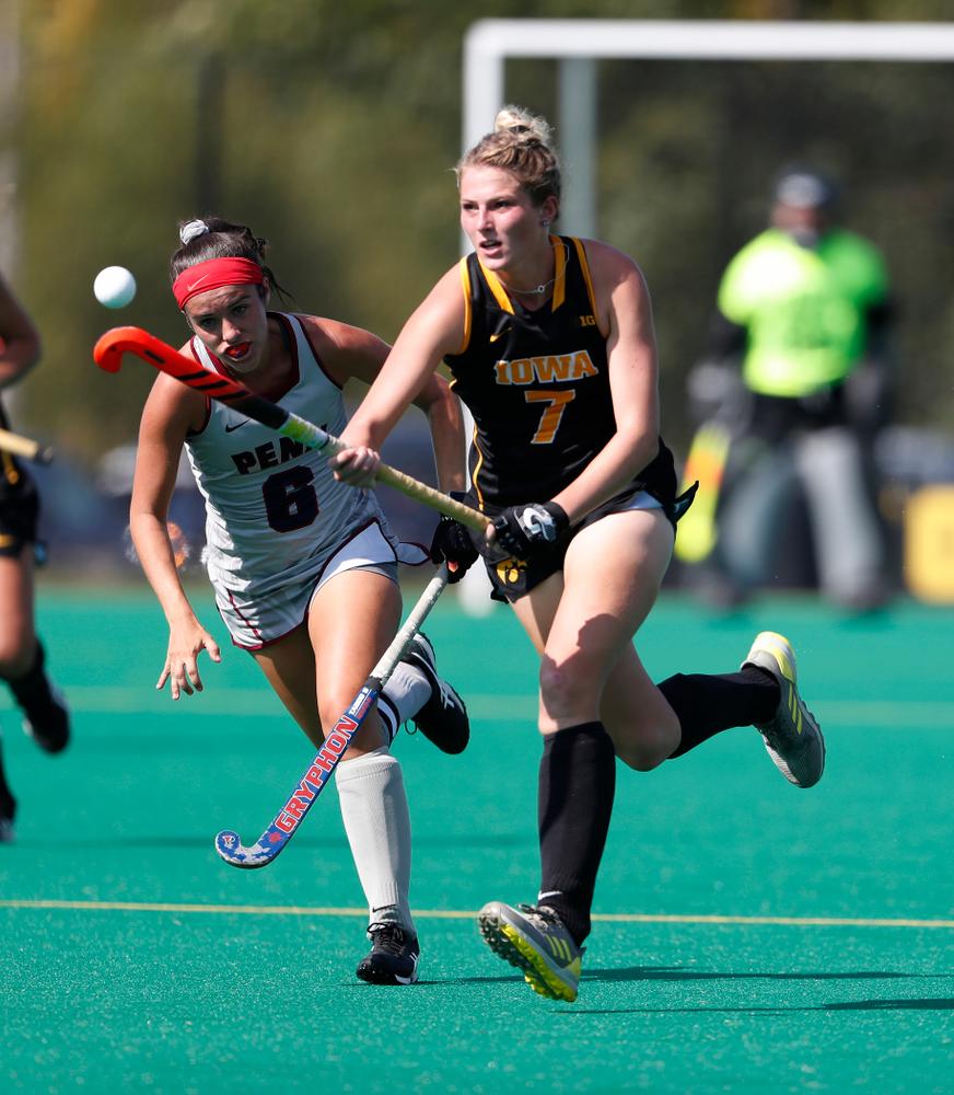 Iowa Hawkeyes Ellie Holley (7) against the Penn Quakers Friday, September 14, 2018 at Grant Field. (Brian Ray/hawkeyesports.com)