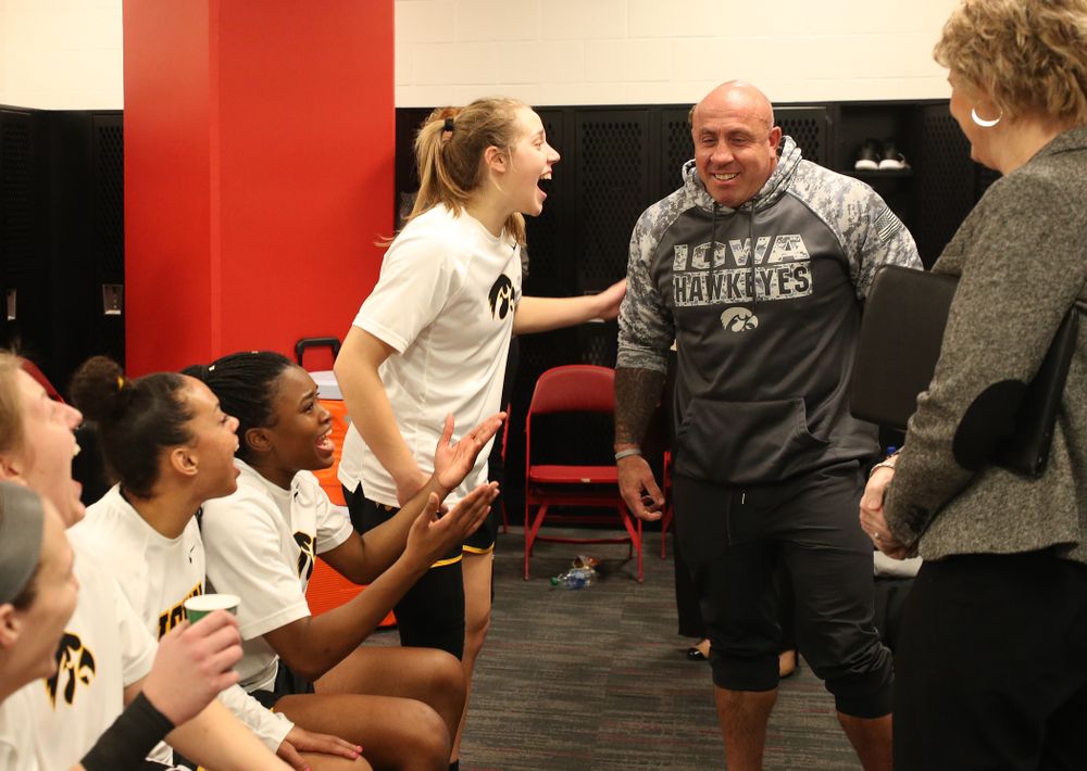 Sam Cila from The Program addresses the Hawkeyes before their game against the Maryland Terrapins Thursday, February 13, 2020 at the Xfinity Center in College Park, MD. (Brian Ray/hawkeyesports.com)