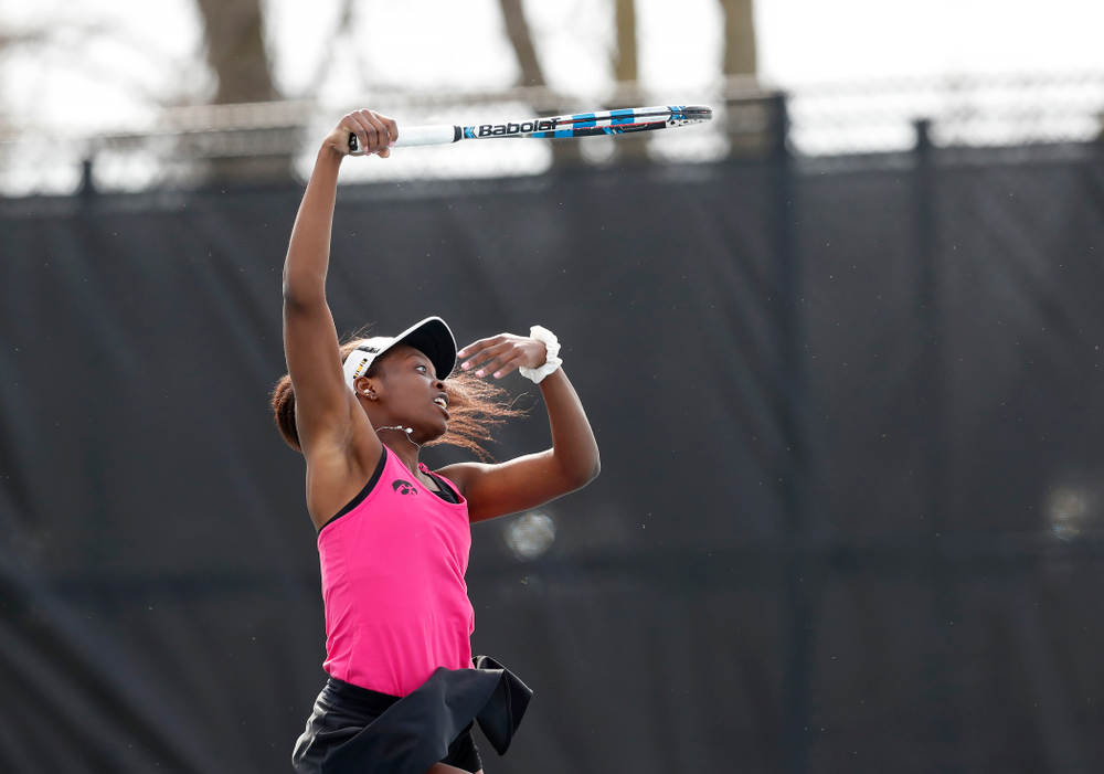 against Minnesota Friday, April 20, 2018 at the Hawkeye Tennis and Recreation Center. (Brian Ray/hawkeyesports.com)