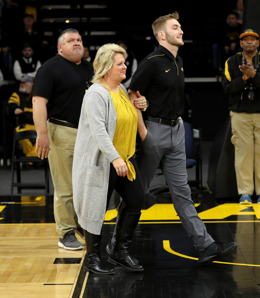 Iowa Women’s Basketball Manager Luke Gallagher during senior day activities following their win over the Minnesota Golden Gophers Thursday, February 27, 2020 at Carver-Hawkeye Arena. (Brian Ray/hawkeyesports.com)