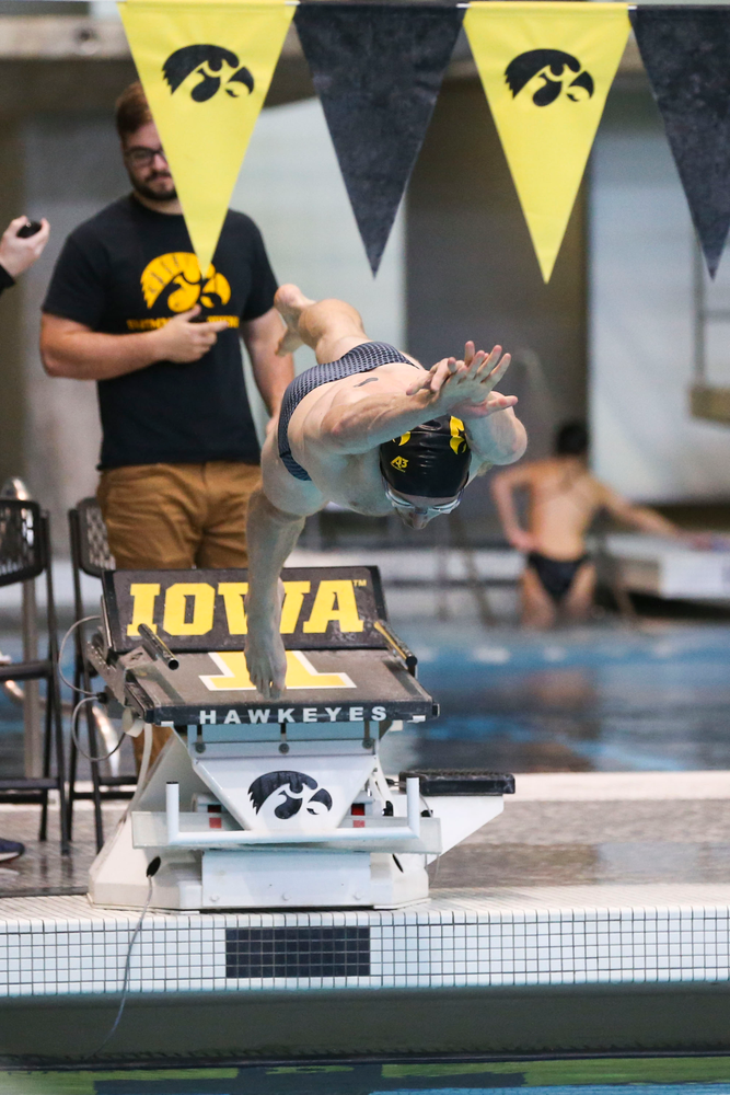 Iowa’s Sam Dumford during Iowa swim and dive vs Minnesota on Saturday, October 26, 2019 at the Campus Wellness and Recreation Center. (Lily Smith/hawkeyesports.com)