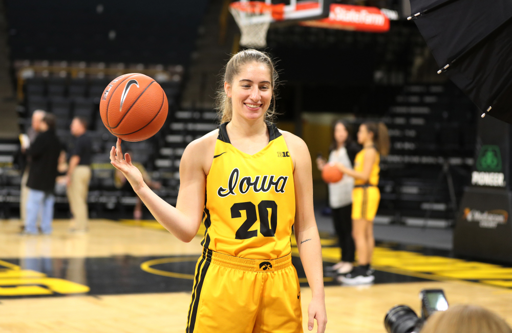 Iowa Hawkeyes guard Kate Martin (20) during the teamÕs annual media day Thursday, October 24, 2019 at Carver-Hawkeye Arena. (Brian Ray/hawkeyesports.com)