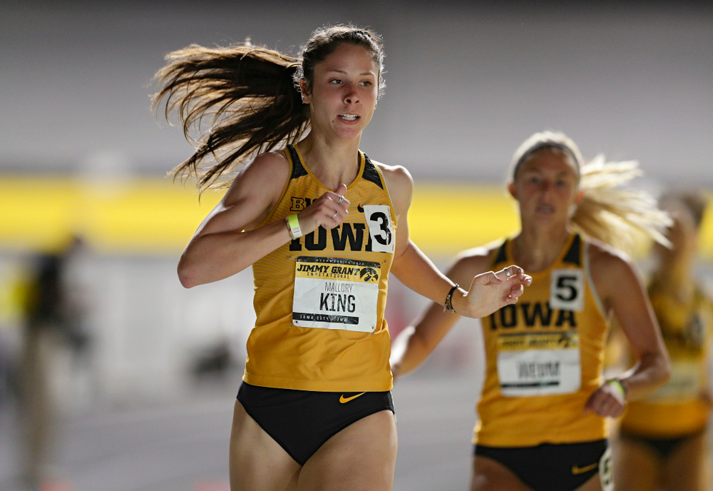 Iowa’s Mallory King runs the women’s 600 meter run event during the Jimmy Grant Invitational at the Recreation Building in Iowa City on Saturday, December 14, 2019. (Stephen Mally/hawkeyesports.com)