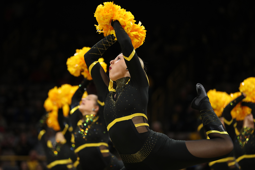 The Iowa Dance Team performs at halftime of the Iowa Hawkeyes game against the Nebraska Cornhuskers Thursday, January 3, 2019 at Carver-Hawkeye Arena. (Brian Ray/hawkeyesports.com)