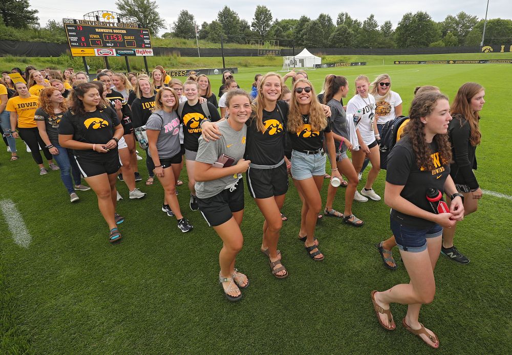 Student-athletes walk in the Parade of Champions during the Student-Athlete Kickoff at the Iowa Soccer Complex in Iowa City on Sunday, Aug 25, 2019. (Stephen Mally/hawkeyesports.com)