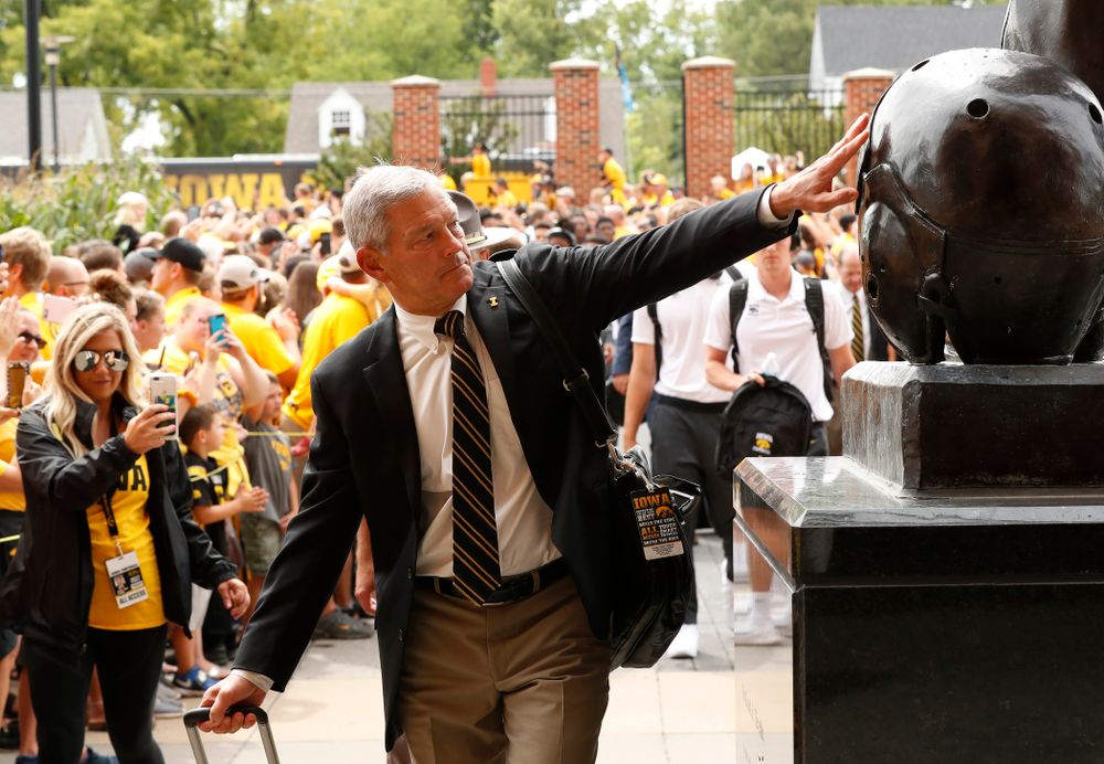 Iowa Hawkeyes head coach Kirk Ferentz against the Northern Illinois Huskies Saturday, September 1, 2018 at Kinnick Stadium. (Brian Ray/hawkeyesports.com)
