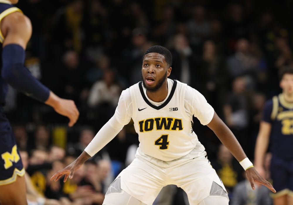 Iowa Hawkeyes guard Isaiah Moss (4) against the Michigan Wolverines Friday, February 1, 2019 at Carver-Hawkeye Arena. (Brian Ray/hawkeyesports.com)