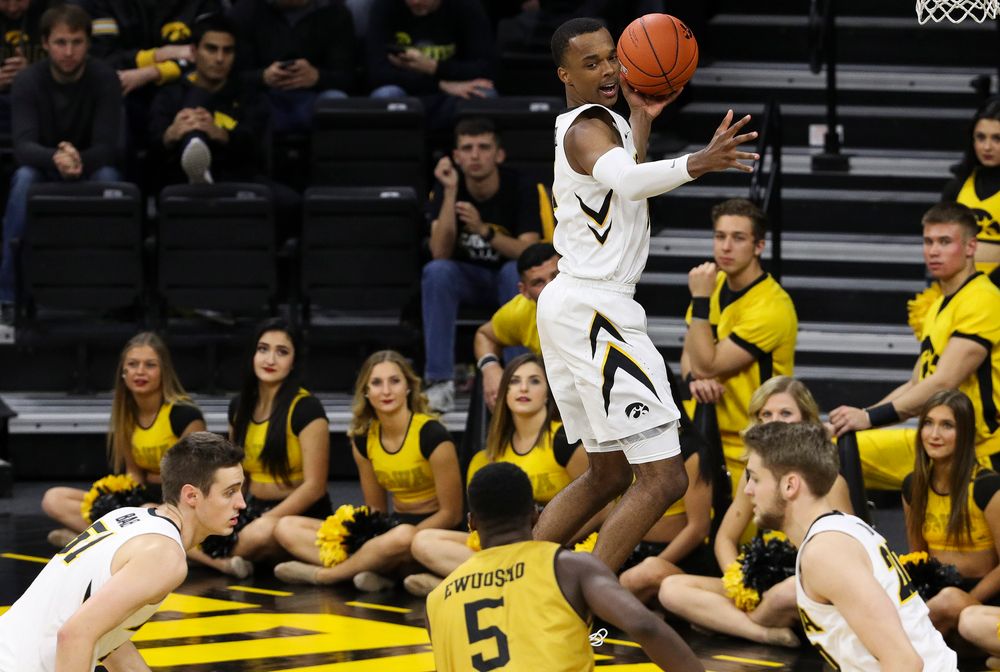 Iowa Hawkeyes guard Maishe Dailey (1) grabs a rebound during a game against Alabama State at Carver-Hawkeye Arena on November 21, 2018. (Tork Mason/hawkeyesports.com)