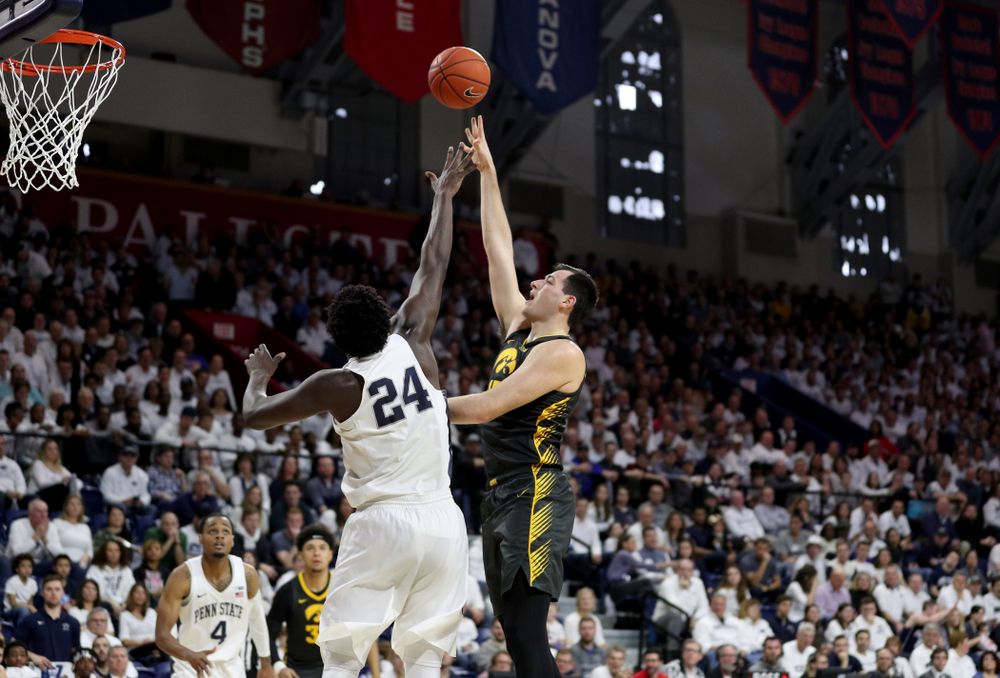 Iowa Hawkeyes forward Ryan Kriener (15) against Penn State Saturday, January 4, 2020 at the Palestra in Philadelphia. (Brian Ray/hawkeyesports.com)