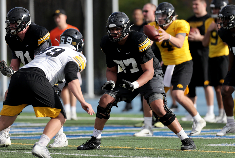Iowa Hawkeyes offensive lineman Alaric Jackson (77) during Holiday Bowl Practice No. 3 Tuesday, December 24, 2019 at San Diego Mesa College. (Brian Ray/hawkeyesports.com)
