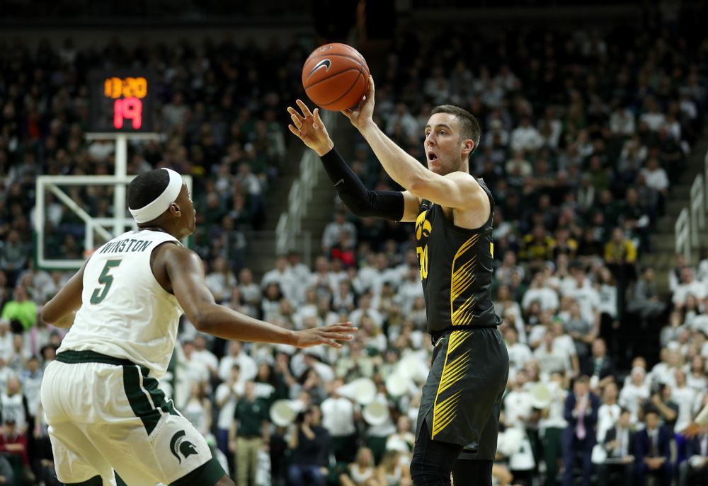 Iowa Hawkeyes guard Connor McCaffery (30) against Michigan State Tuesday, February 25, 2020 at the Breslin Center in East Lansing, MI. (Brian Ray/hawkeyesports.com)