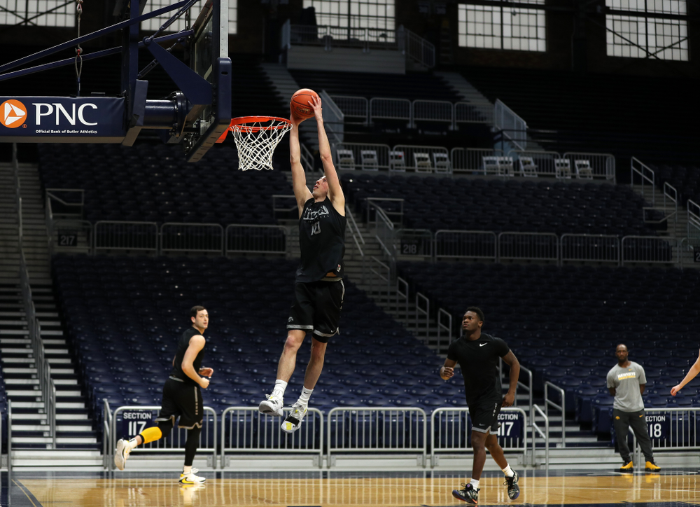 Iowa Hawkeyes guard Joe Wieskamp (10) during practice at Hinkle Fieldhouse Wednesday, March 11, 2020 in Indianapolis. (Brian Ray/hawkeyesports.com)
