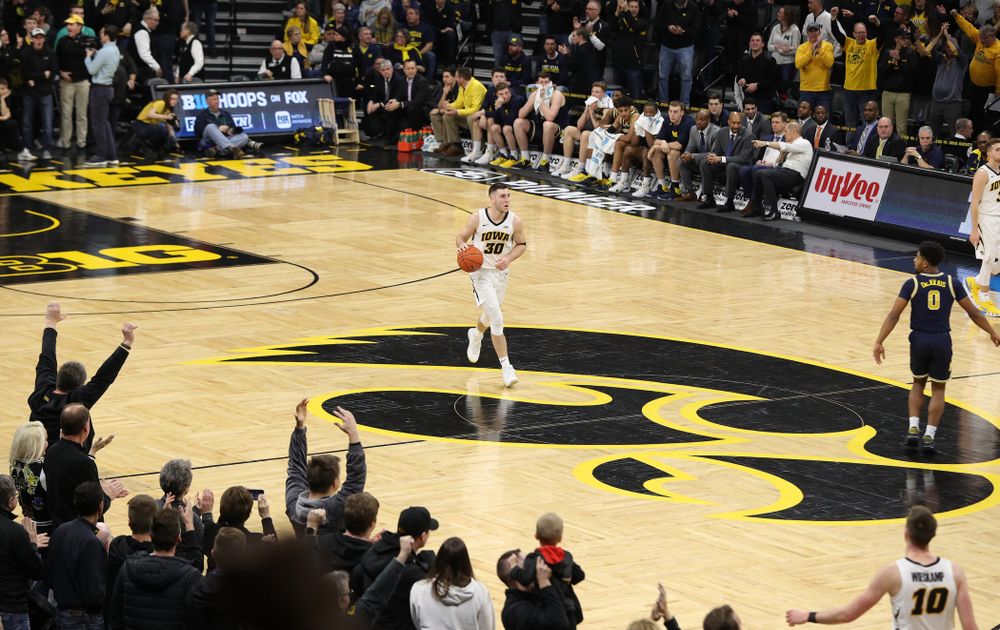 Iowa Hawkeyes guard Connor McCaffery (30) against the Michigan Wolverines Friday, February 1, 2019 at Carver-Hawkeye Arena. (Brian Ray/hawkeyesports.com)