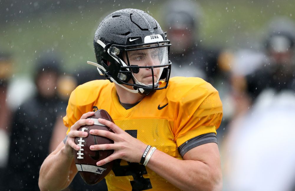 Iowa Hawkeyes quarterback Nate Stanley (4) during practice Monday, December 23, 2019 at Mesa College in San Diego. (Brian Ray/hawkeyesports.com)