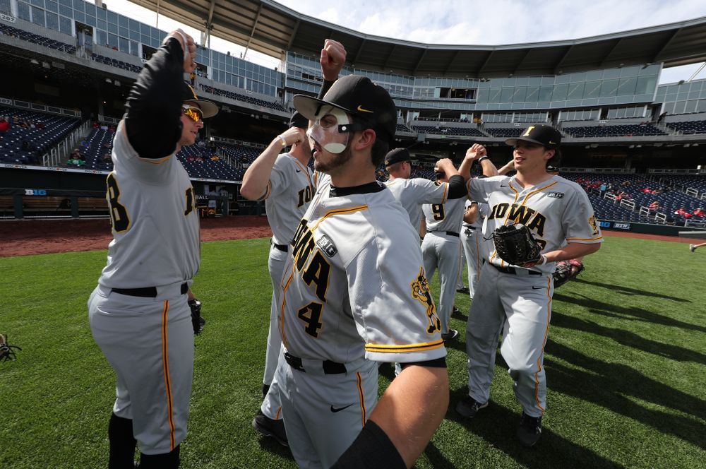 Iowa Hawkeyes infielder Mitchell Boe (4) against the Indiana Hoosiers in the first round of the Big Ten Baseball Tournament Wednesday, May 22, 2019 at TD Ameritrade Park in Omaha, Neb. (Brian Ray/hawkeyesports.com)