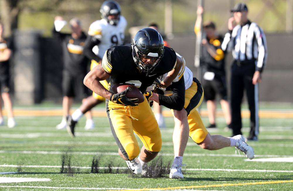 Iowa Hawkeyes wide receiver Tyrone Tracy Jr. (3) during the teamÕs final spring practice Friday, April 26, 2019 at the Kenyon Football Practice Facility. (Brian Ray/hawkeyesports.com)