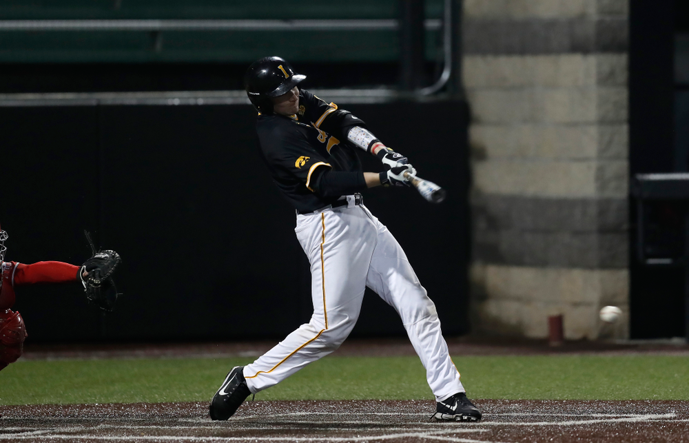 Iowa Hawkeyes catcher Brett McCleary (32) against the Bradley Braves Wednesday, March 28, 2018 at Duane Banks Field. (Brian Ray/hawkeyesports.com)