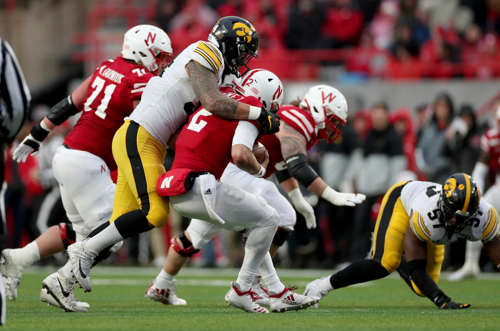 Iowa Hawkeyes defensive end A.J. Epenesa (94) against the Nebraska Cornhuskers Friday, November 29, 2019 at Memorial Stadium in Lincoln, Neb. (Brian Ray/hawkeyesports.com)
