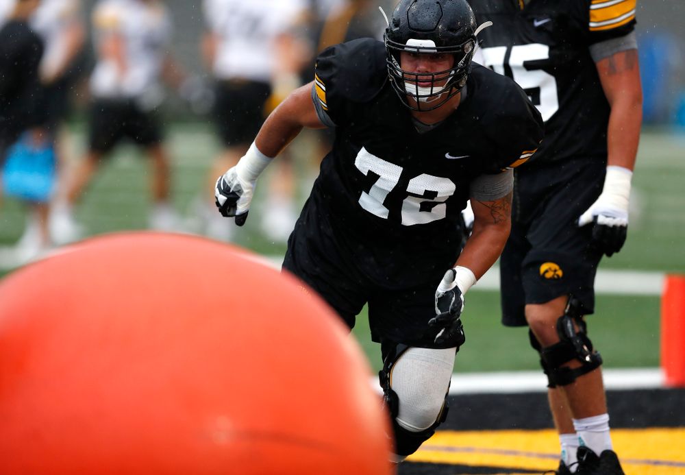 Iowa Hawkeyes offensive lineman Coy Kirkpatrick (72) during camp practice No. 15 Monday, August 20, 2018 at the Hansen Football Performance Center. (Brian Ray/hawkeyesports.com)