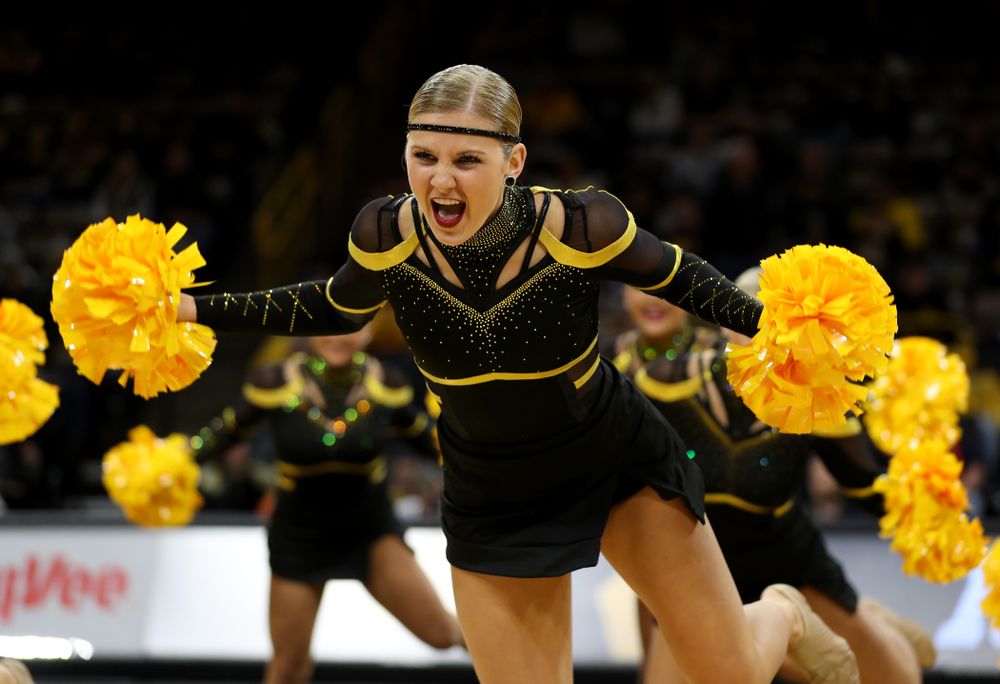 The Iowa Dance Team performs at halftime of the Iowa Hawkeyes game against the Maryland Terrapins Friday, January 10, 2020 at Carver-Hawkeye Arena. (Brian Ray/hawkeyesports.com)