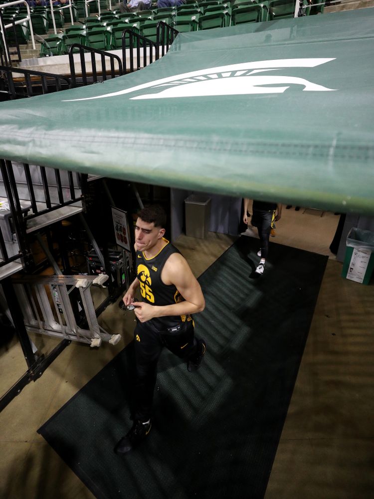 Iowa Hawkeyes forward Luka Garza (55) against Michigan State Tuesday, February 25, 2020 at the Breslin Center in East Lansing, MI. (Brian Ray/hawkeyesports.com)