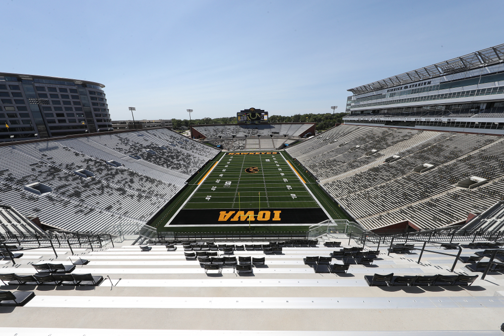 The view from the third level in the new north end zone of Kinnick Stadium Friday, August 9, 2019. (Brian Ray/hawkeyesports.com)