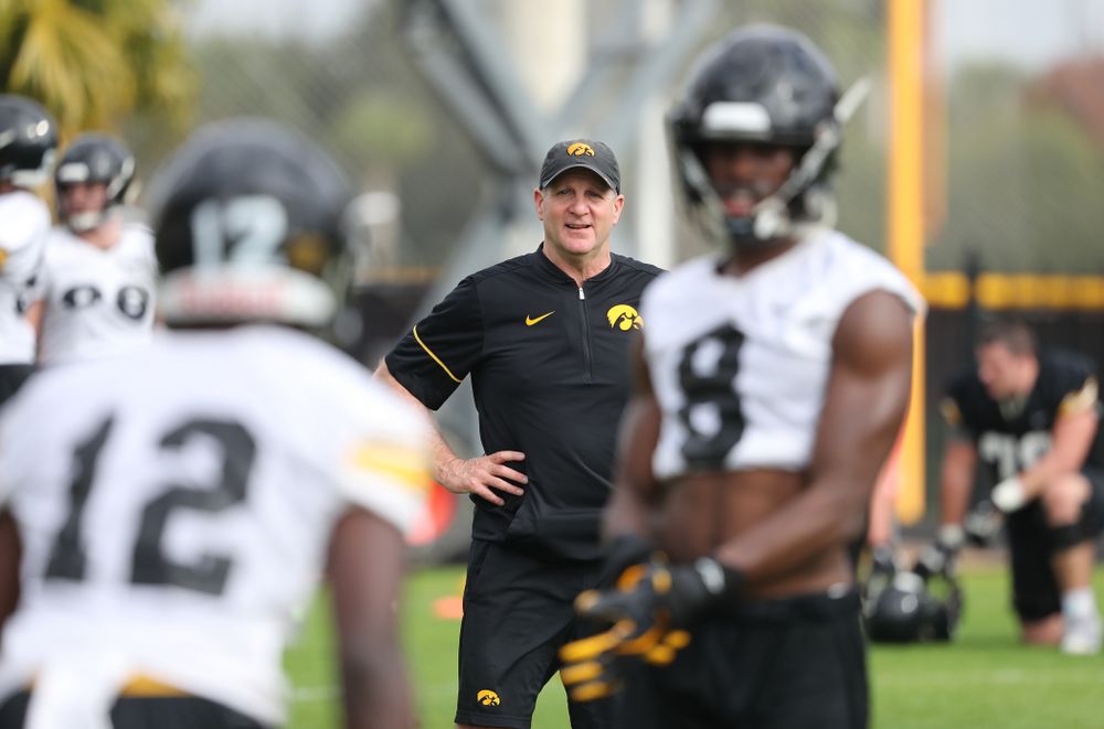 Iowa Hawkeyes defensive coordinator Phil Parker during practice for the 2019 Outback Bowl Friday, December 28, 2018 at the University of Tampa. (Brian Ray/hawkeyesports.com)