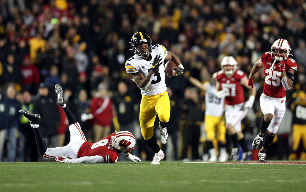 Iowa Hawkeyes wide receiver Tyrone Tracy Jr. (3) against the Wisconsin Badgers Saturday, November 9, 2019 at Camp Randall Stadium in Madison, Wisc. (Brian Ray/hawkeyesports.com)