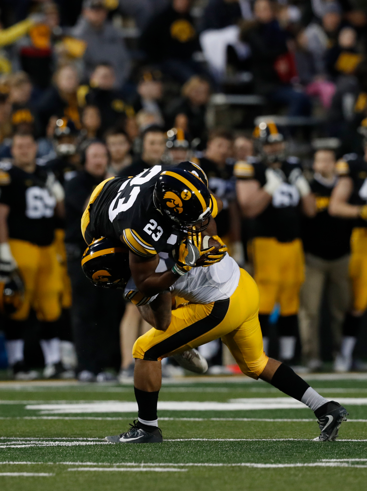 Iowa Hawkeyes wide receiver Dominique Dafney (23) during their final spring practice Friday, April 20, 2018 at Kinnick Stadium. (Brian Ray/hawkeyesports.com)