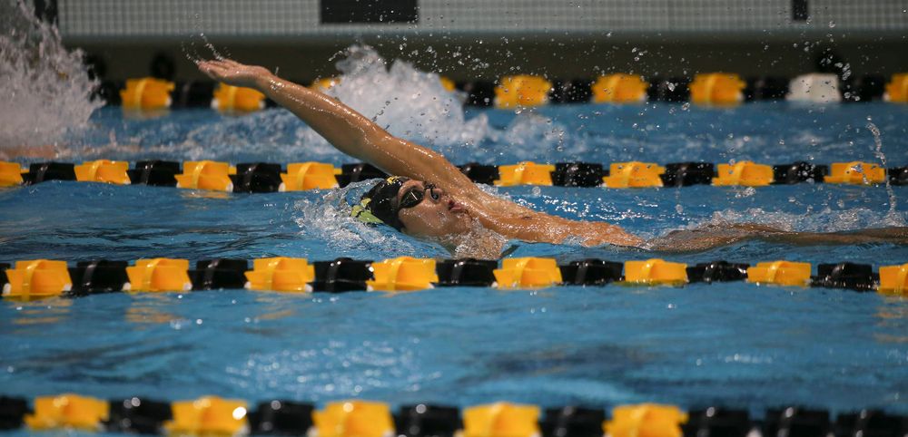 Iowa’s Preston Planells swims the 200-yard backstroke during the Iowa swimming and diving meet vs Notre Dame and Illinois on Saturday, January 11, 2020 at the Campus Recreation and Wellness Center. (Lily Smith/hawkeyesports.com)